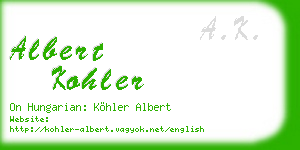 albert kohler business card