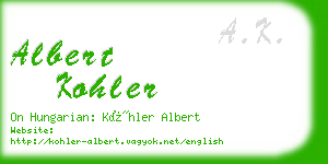 albert kohler business card